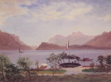 イタリアの湖の風景 アルバート・ビアシュタット 風景 川 Oil Paintings